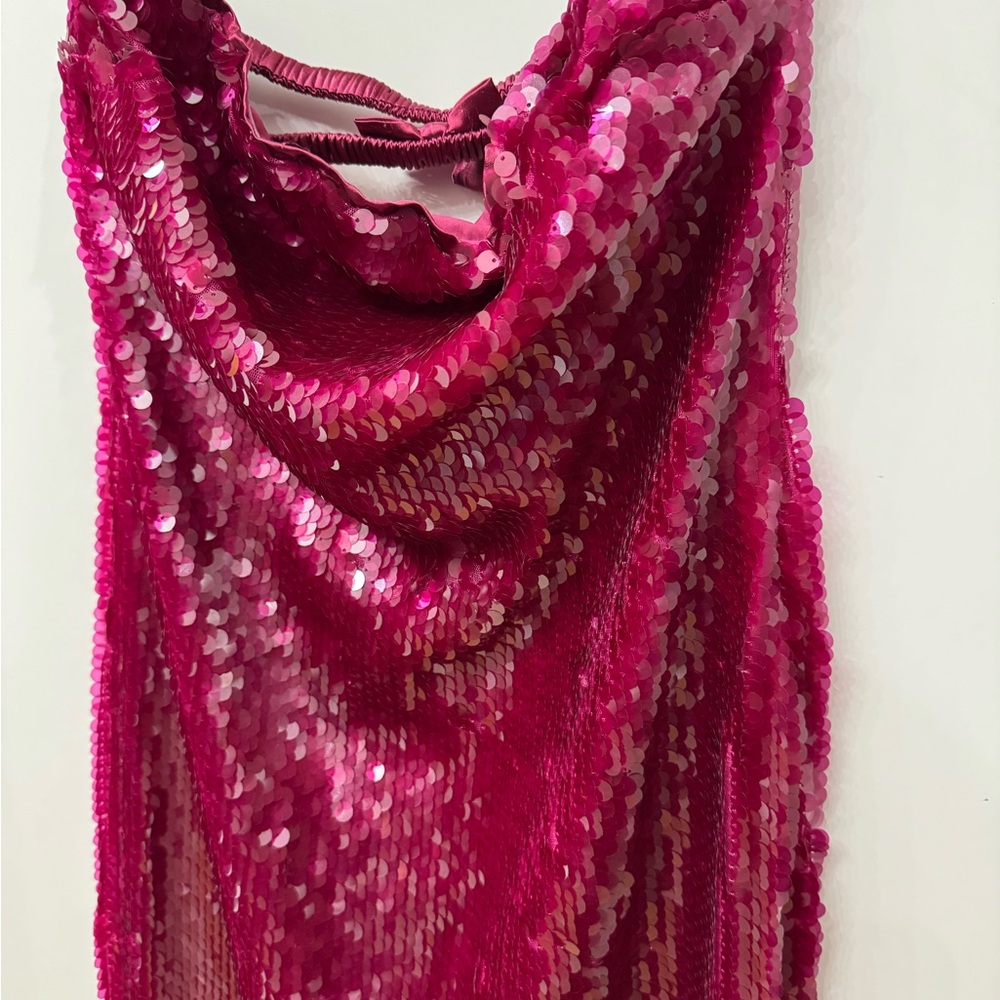 Anthropologie Strapless Sequin Dress/IF BY SEA - Maroon - Picture 6 of 7